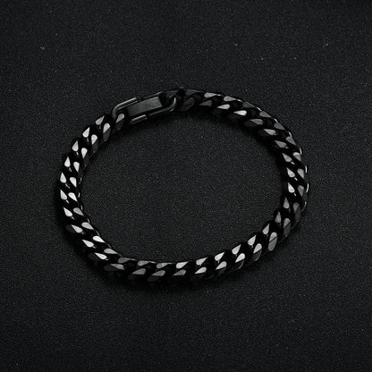 Width 8MM 316L Titanium Steel Golden Black Cuban Chain Bracelet Fashion Hip Hop Men's Jewelry Party Gift 18/20/22CM