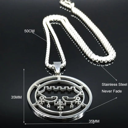 2024 Sceal Sigil De Lucifer Necklace for Men/Women Stainless Steel Necklace of Satan Belial seal Lazer key Baphomet