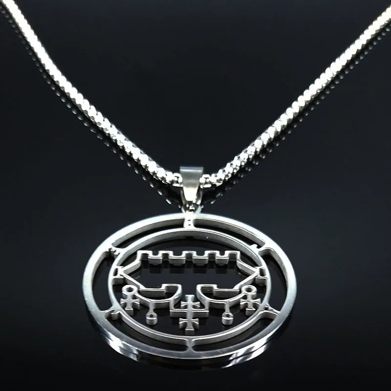 2024 Sceal Sigil De Lucifer Necklace for Men/Women Stainless Steel Necklace of Satan Belial seal Lazer key Baphomet