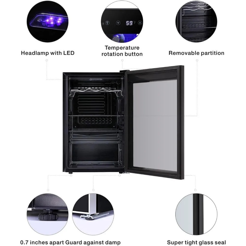 36 Bottle Wine Cooler/Cabinet BeverageRefrigerator Small Mini Wine Cellar Beer Soda Bar Fridge Quiet Operation Compresso