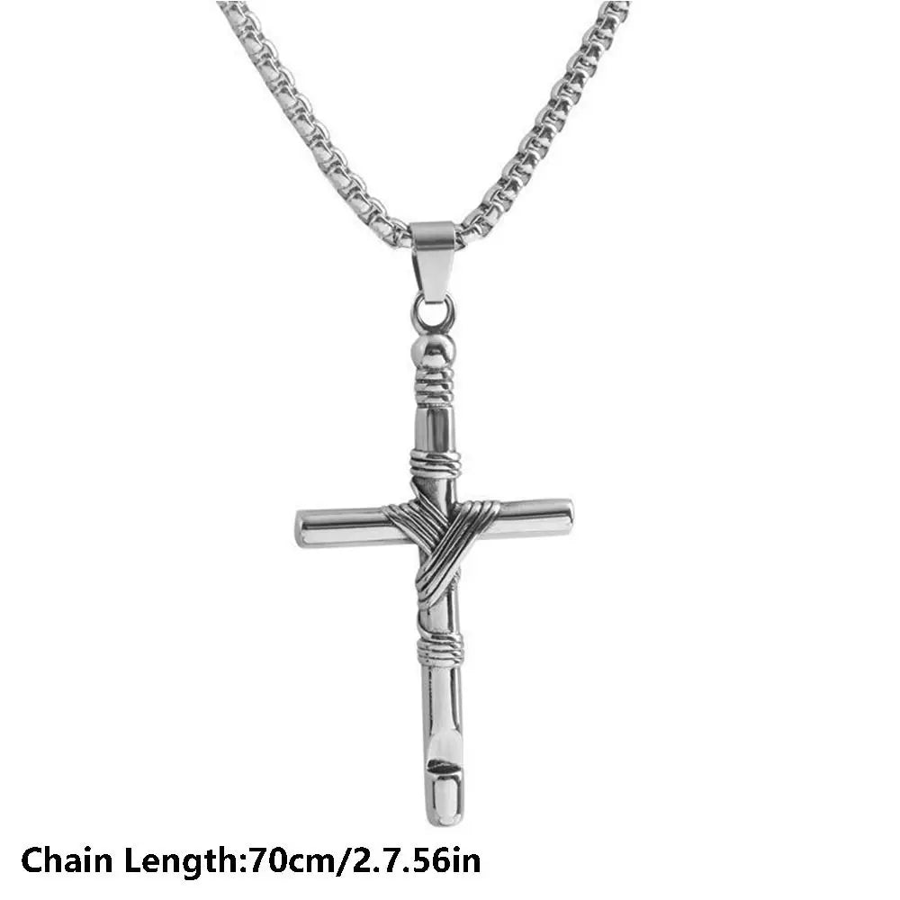 Creative Cross Whistle Necklace Simple Chain Minority Halloween Necklace Titanium Steel Men's Neck Chains Punk Choker