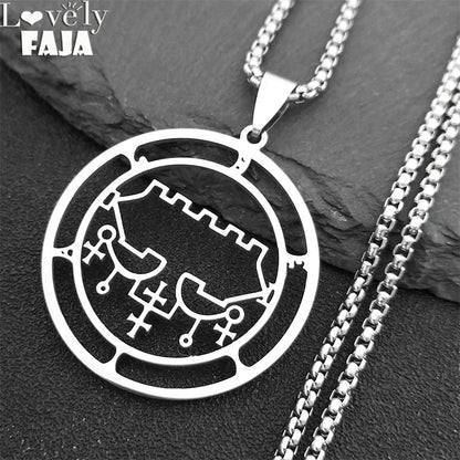 2024 Sceal Sigil De Lucifer Necklace for Men/Women Stainless Steel Necklace of Satan Belial seal Lazer key Baphomet