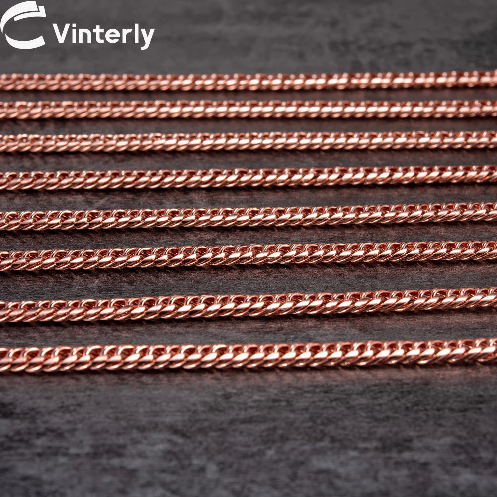 Vinterly Cuban Chain Long Necklace for Men Women Red Copper Adjustable 20/22 Inch Twisted Necklaces Anti-scratch Chain Jewelry