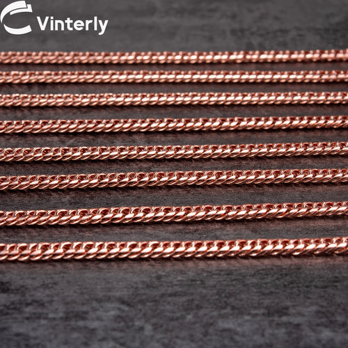 Vinterly Cuban Chain Long Necklace for Men Women Red Copper Adjustable 20/22 Inch Twisted Necklaces Anti-scratch Chain Jewelry