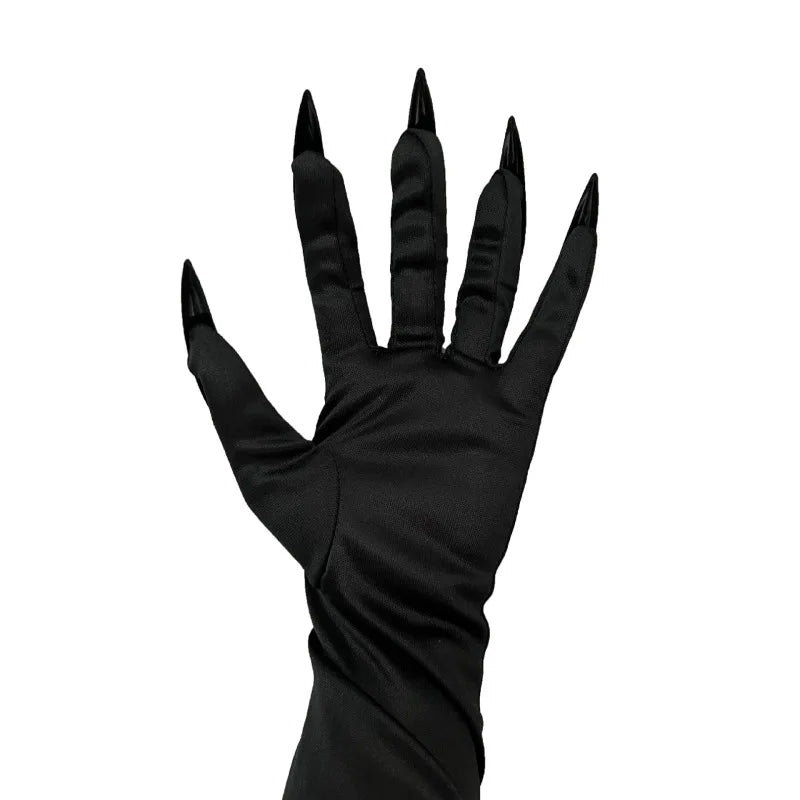 40cm Spandex Halloween Cosplay Compulsion Fashionable Personality Stretch Ghost Claw Long Nail Gloves Stage Performance Solid