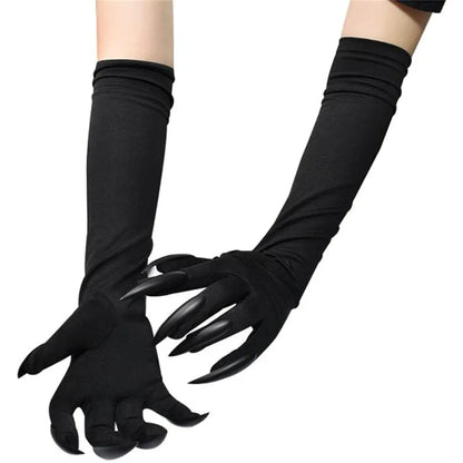 40cm Spandex Halloween Cosplay Compulsion Fashionable Personality Stretch Ghost Claw Long Nail Gloves Stage Performance Solid