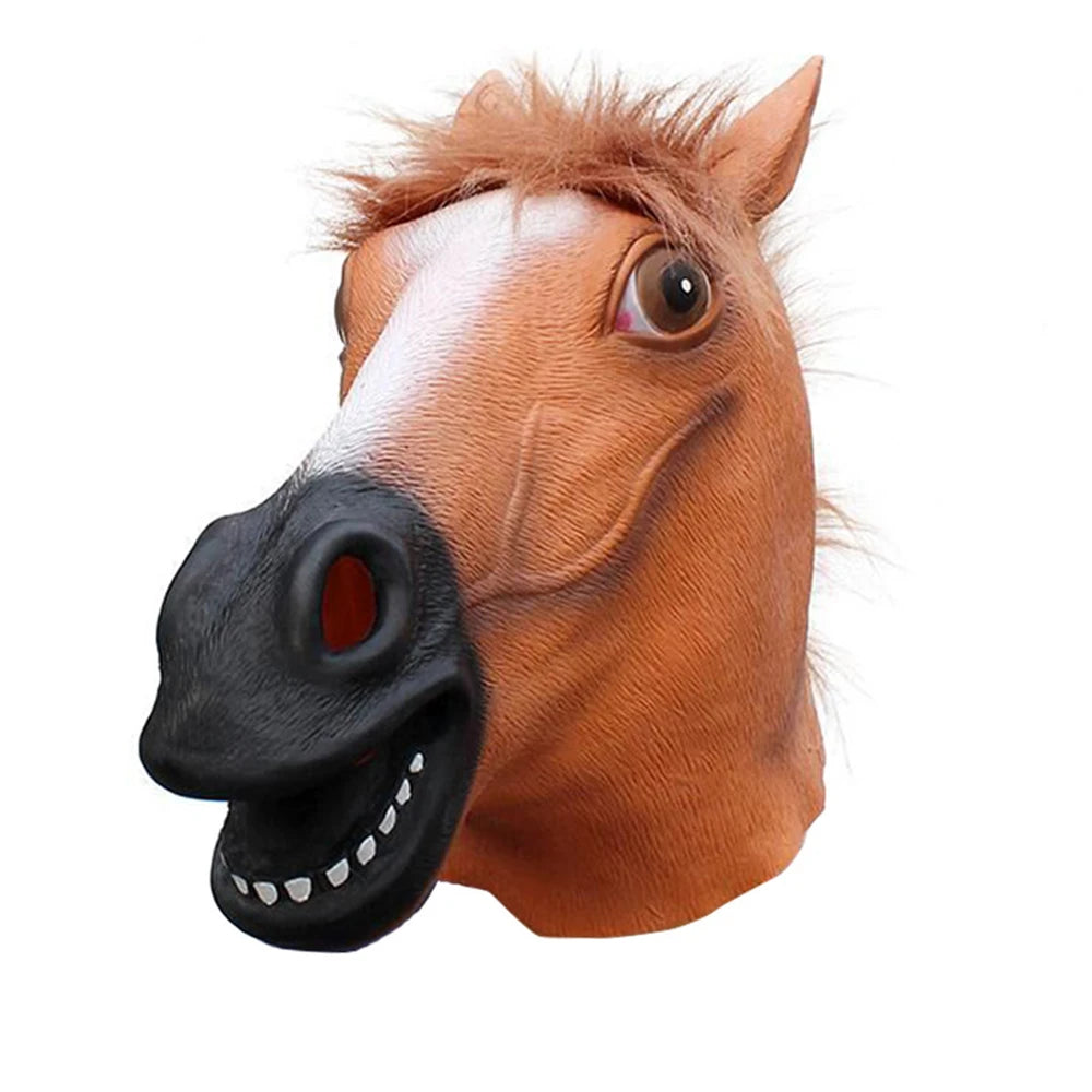 Halloween Masks Latex Horse Head zebra Cosplay Animal Costume Theater Prank Crazy Party Props  White Unicorn Full Face Mask