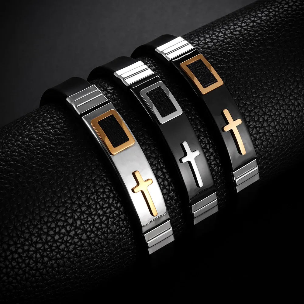 Trendy Jesus Cross Bracelet Metal Silicone Men's Bracelet New Fashion Christian Religious Amulet Accessories Party Jewelry Gift