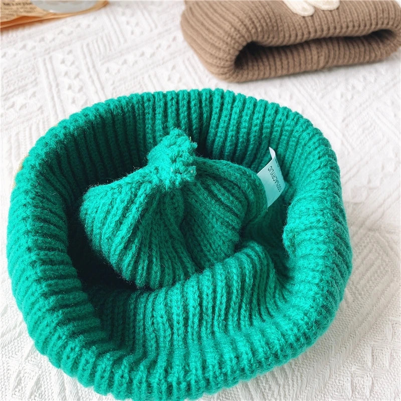 ins Children's hats Autumn/Winter N letter stick cloth knitted hats for boys and girls cute warm bun wool hat trend