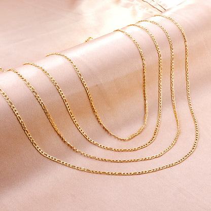 ASONSTEEL 1 Piece Fashion Figaro Cuban Link Chain Stainless Steel Necklace 45cm/50cm/55cm/60cm Gold Color Jewelry Gift Women Men