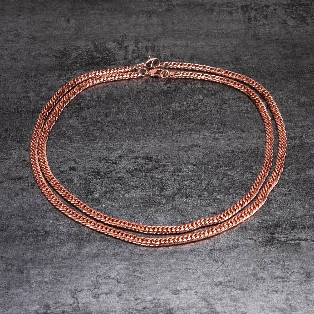 Vinterly Cuban Chain Long Necklace for Men Women Red Copper Adjustable 20/22 Inch Twisted Necklaces Anti-scratch Chain Jewelry